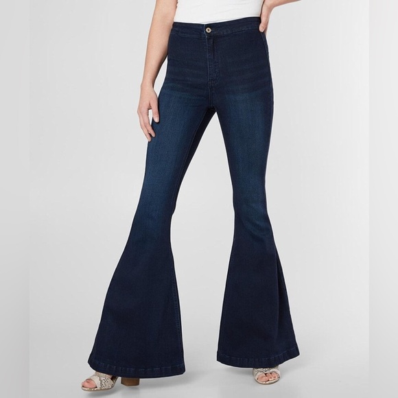 NWT KanCan High-Waisted Flare Jeans - Dark Blue - Picture 1 of 6